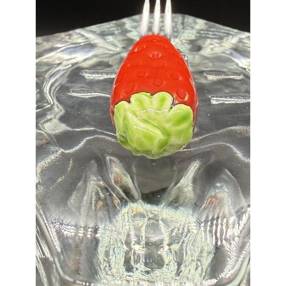 Vintage Strawberry Handle Fork Butter Knife Spreader Stainless Steel Japan Set